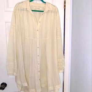 Free people Texas sun tunic Victorian Lace crochet Dress Top L